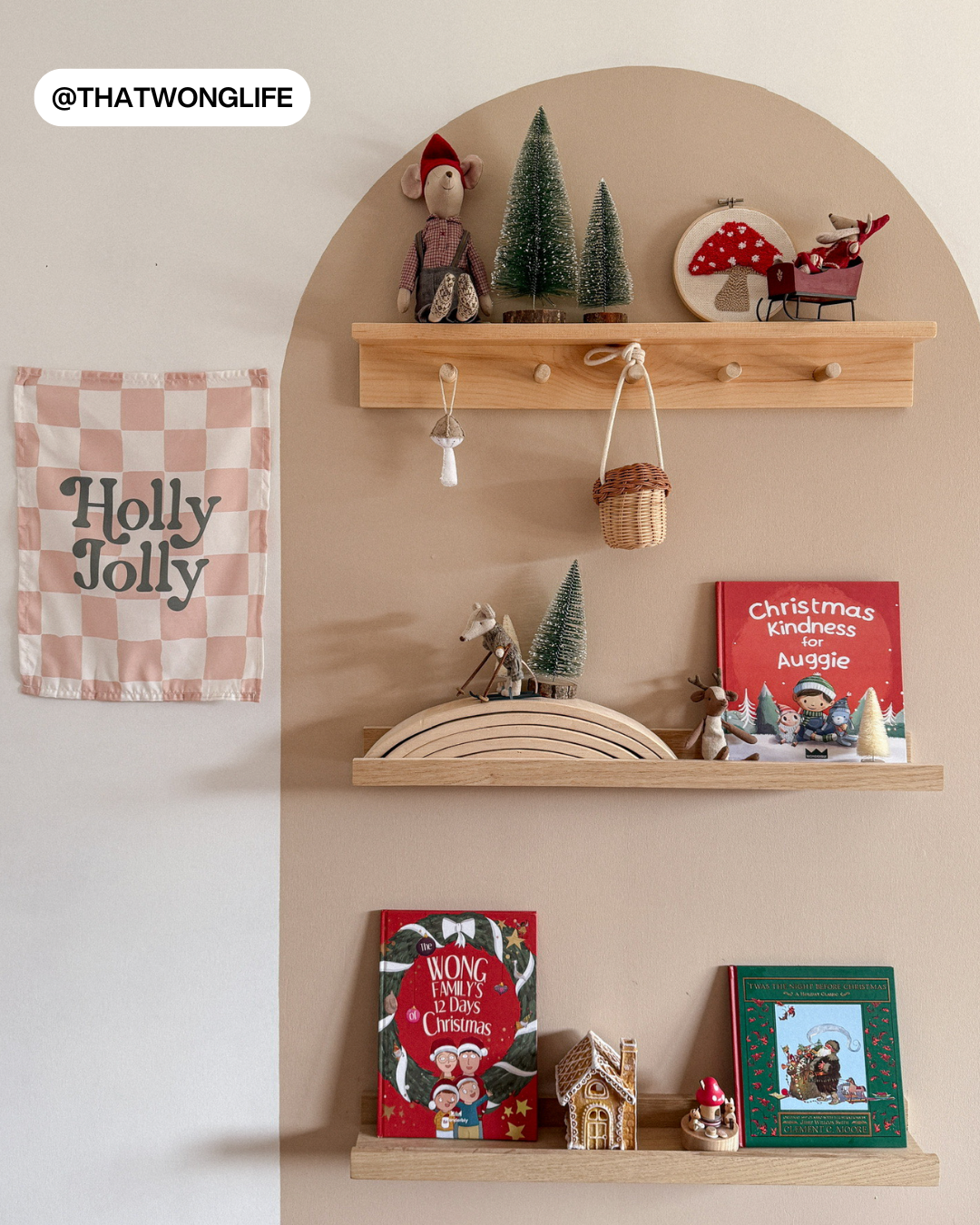 Holly Jolly Pink Checkered Banner