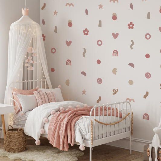 Peel & Stick Fabric Wall Stickers - Abstract Shapes (Girly)