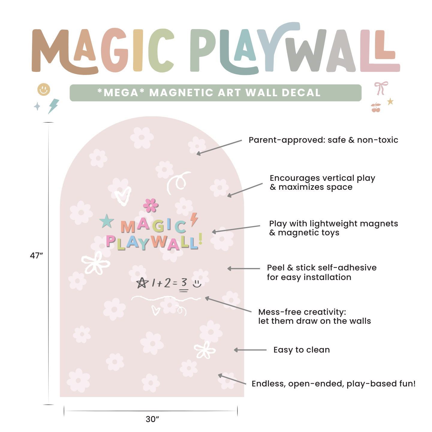 MEGA Magic Playwall - Arch Magnetic Wall Decal for Kids