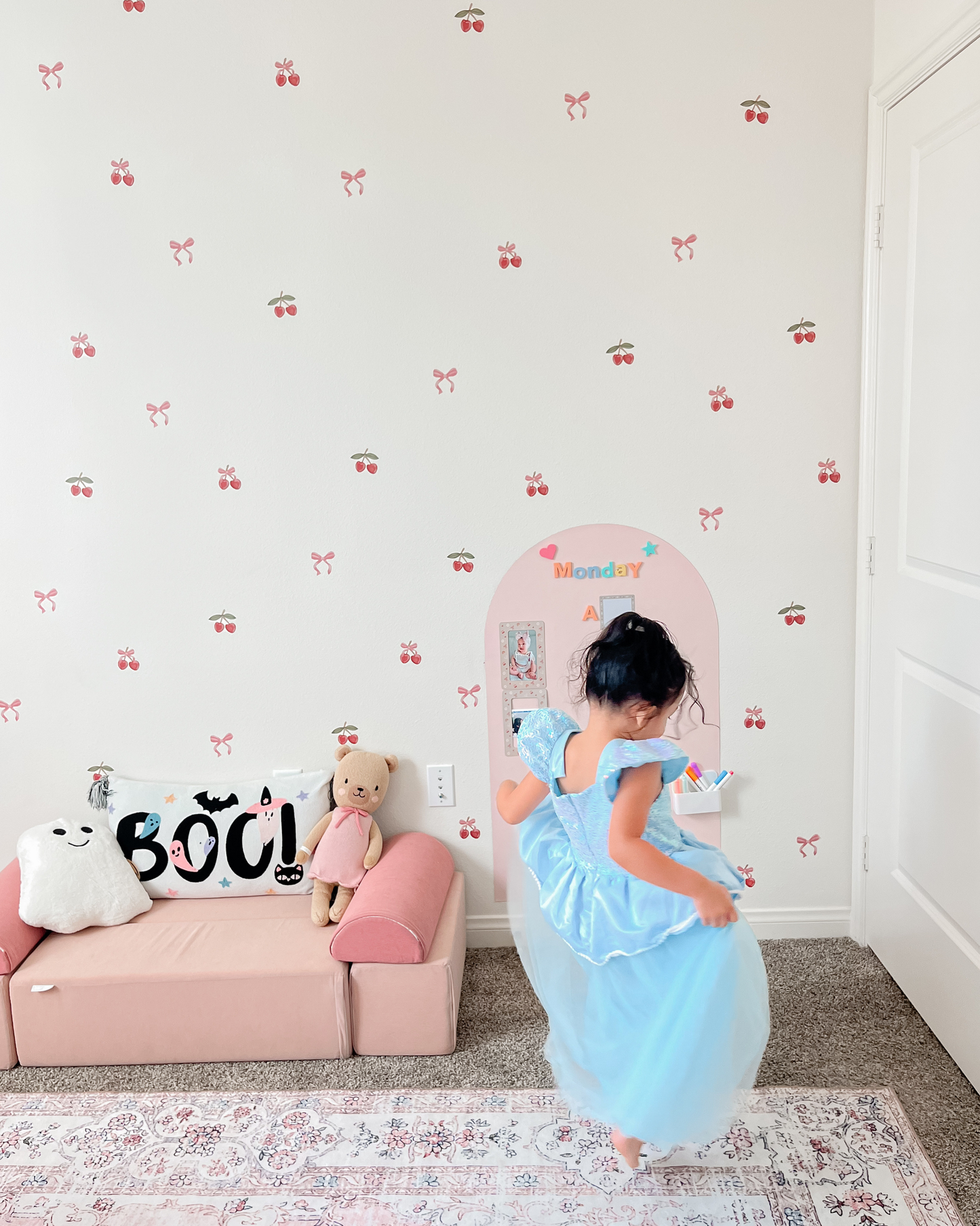 Peel & Stick Fabric Wall Stickers - Cherries & Bows