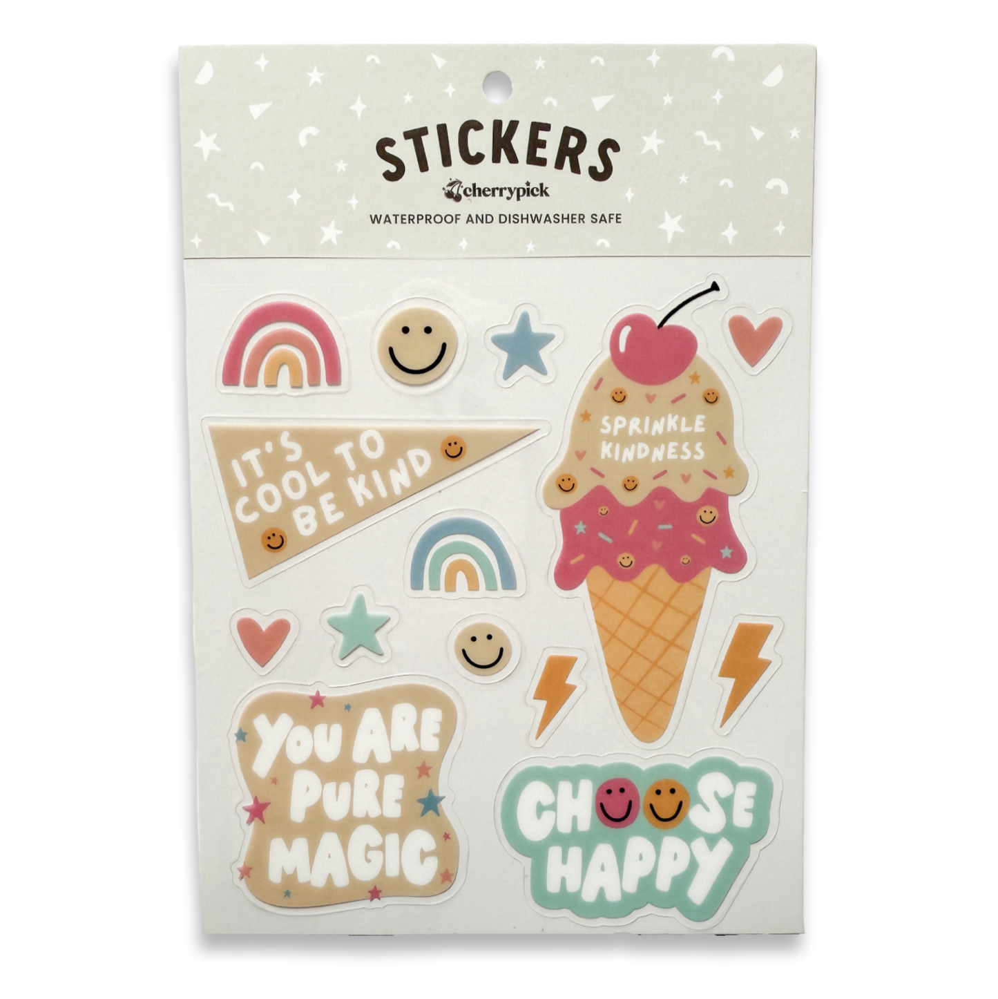 Kindness Waterproof Sticker Sheet (Pastel)