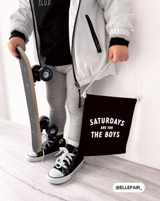 Saturdays Are For The Boys (Black) Canvas Hang Sign