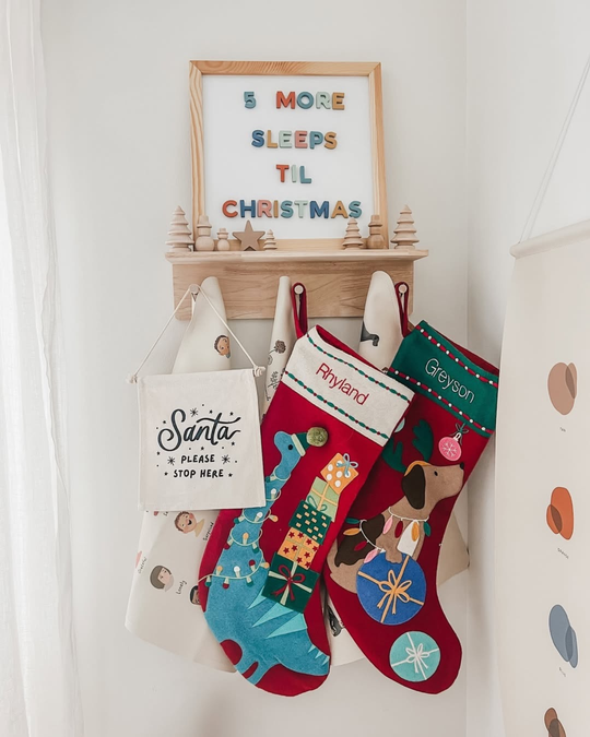 Santa Please Stop Here Christmas Canvas Hang Sign