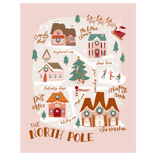 Pink North Pole Map Banner