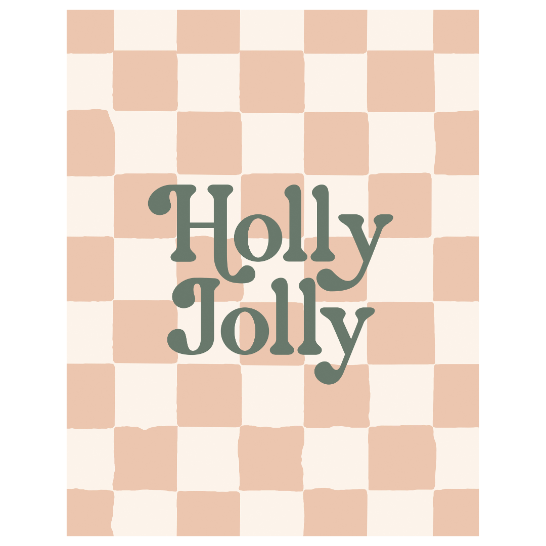 Holly Jolly Pink Checkered Banner