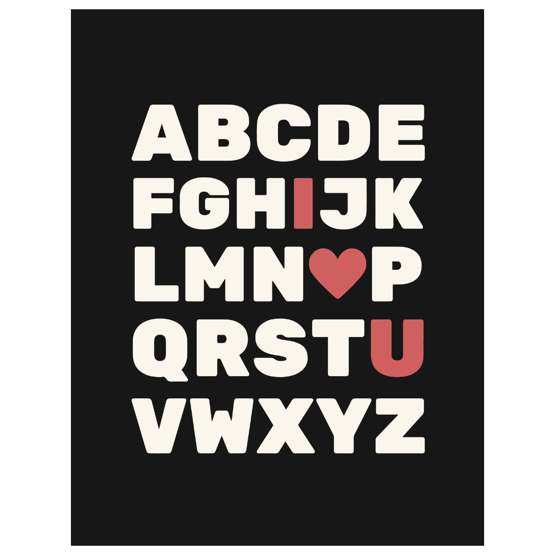 Alphabet I Love You Banner (Black)