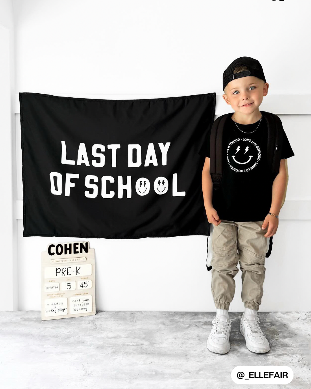 First / Last Day of School (Black) Reversible Banner
