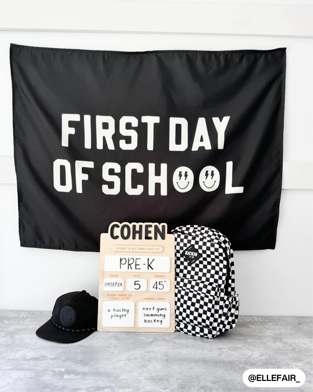 First / Last Day of School (Black) Reversible Banner