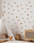 Peel & Stick Fabric Wall Stickers - Abstract Shapes (Earthy)