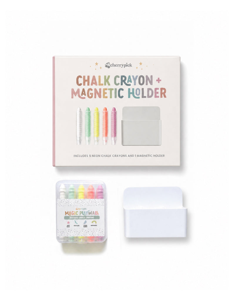 Dustless Chalk Crayons + Magnetic Holder Bundle for Magic Playwall