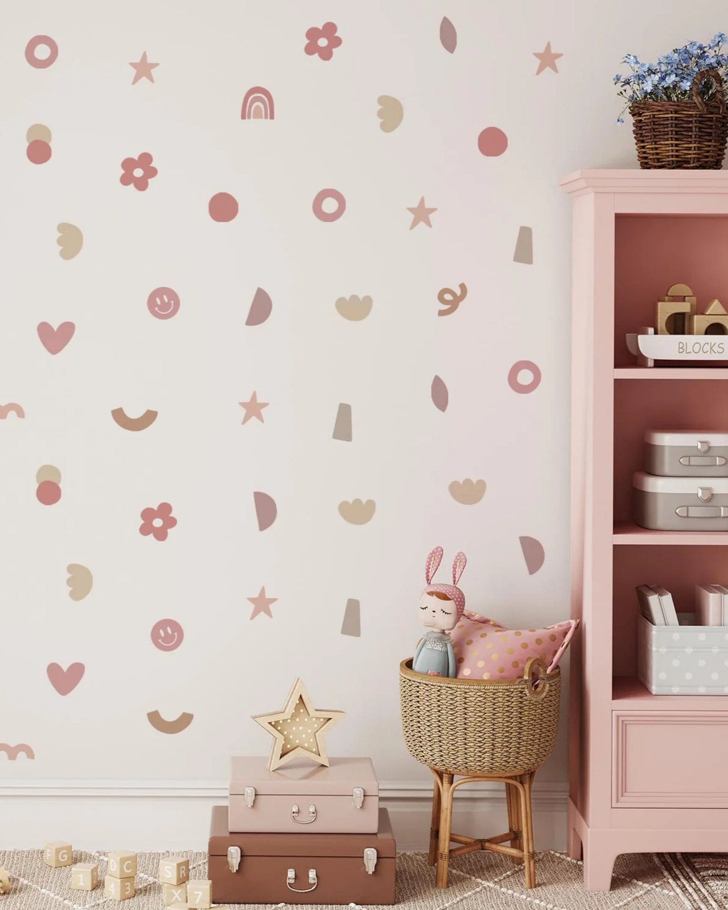 Peel & Stick Fabric Wall Stickers - Abstract Shapes (Girly)