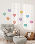 Peel & Stick Fabric Wall Stickers - Affirmation Candy Hearts (Bright)