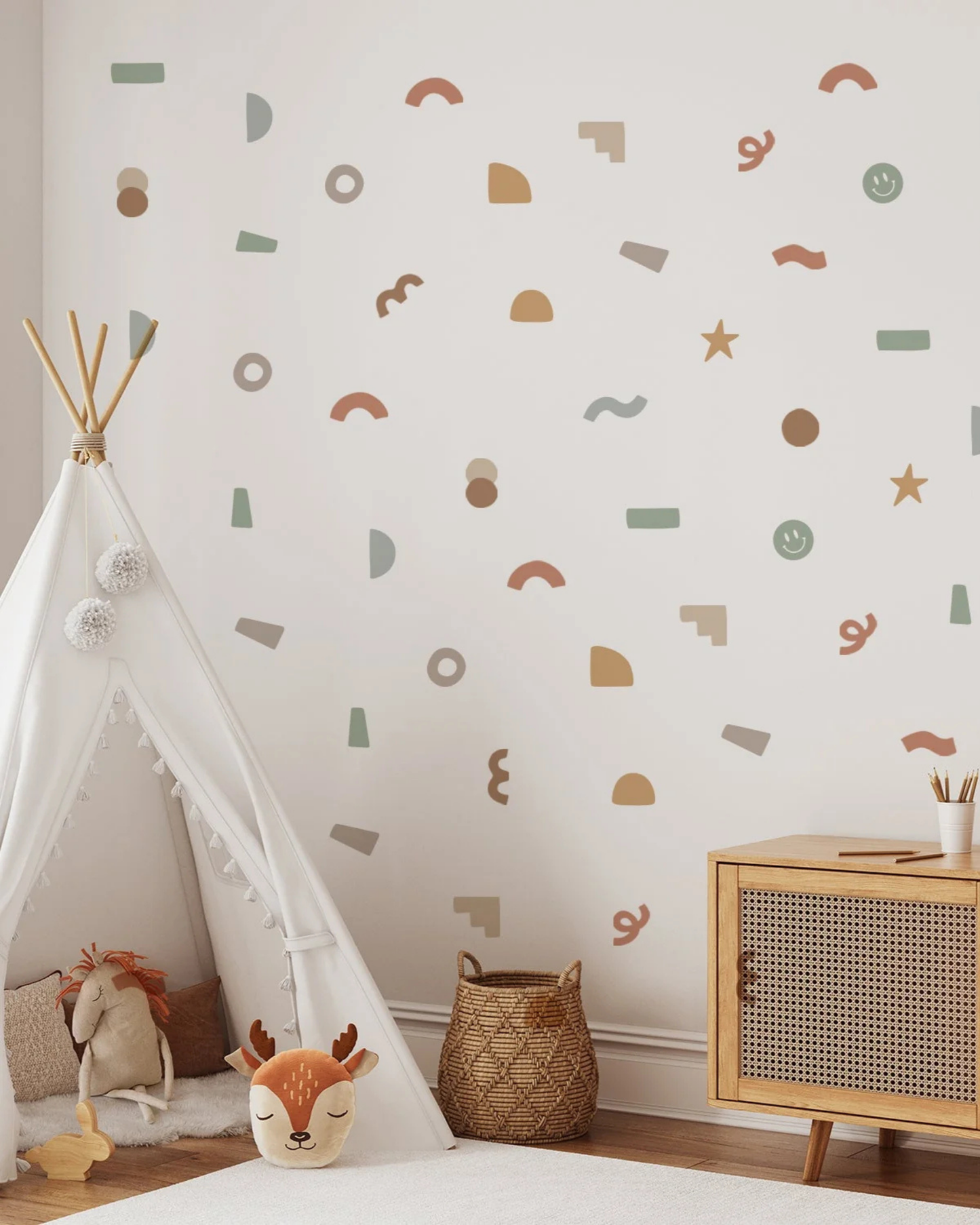 Peel & Stick Fabric Wall Stickers - Abstract Shapes (Earthy)