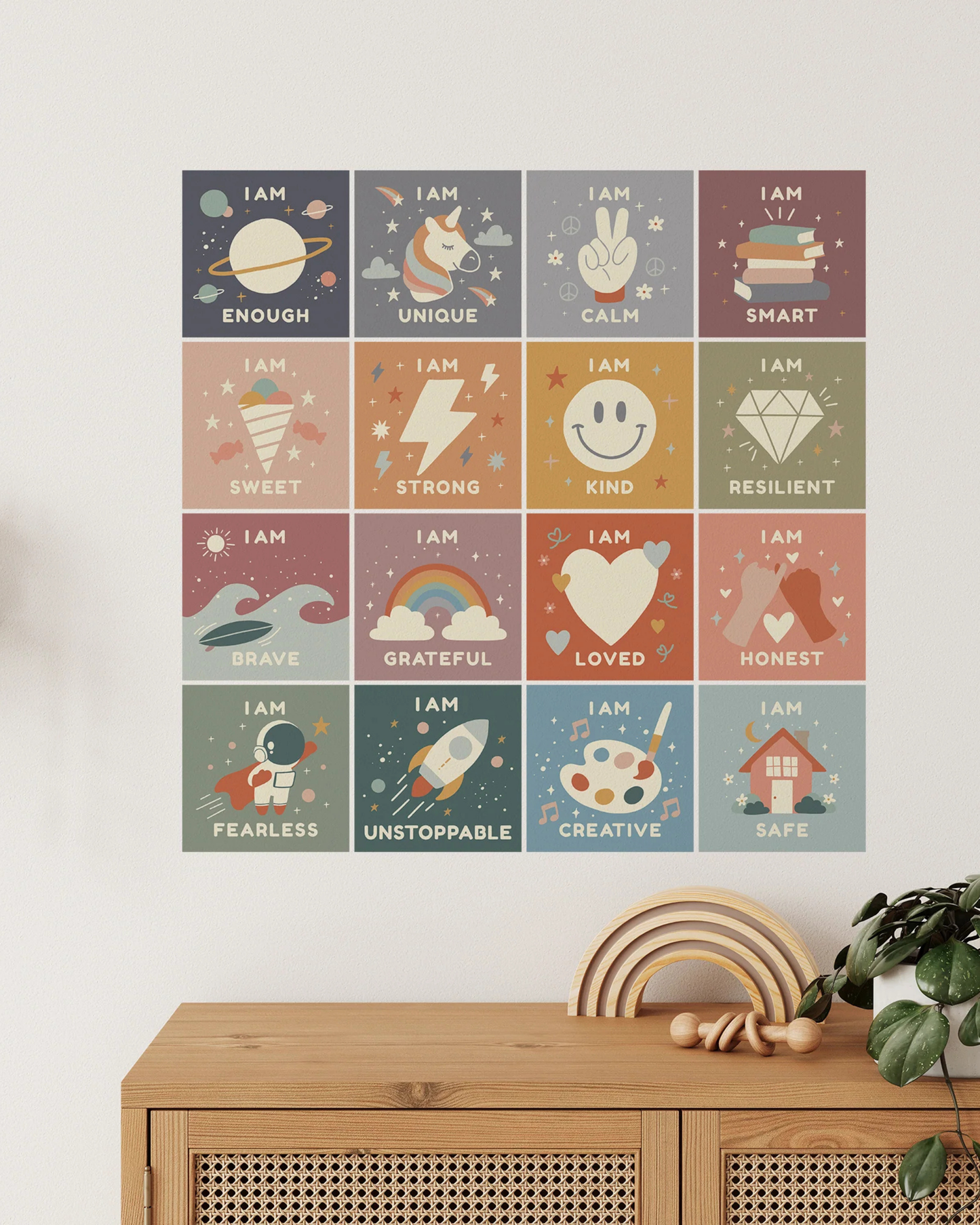Peel & Stick Fabric Wall Stickers - Affirmation Squares