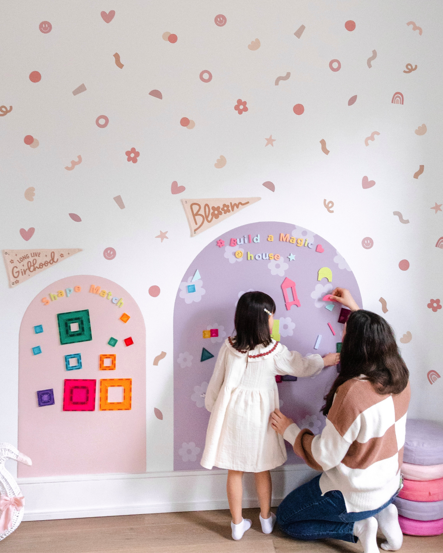 Peel & Stick Fabric Wall Stickers - Abstract Shapes (Girly)