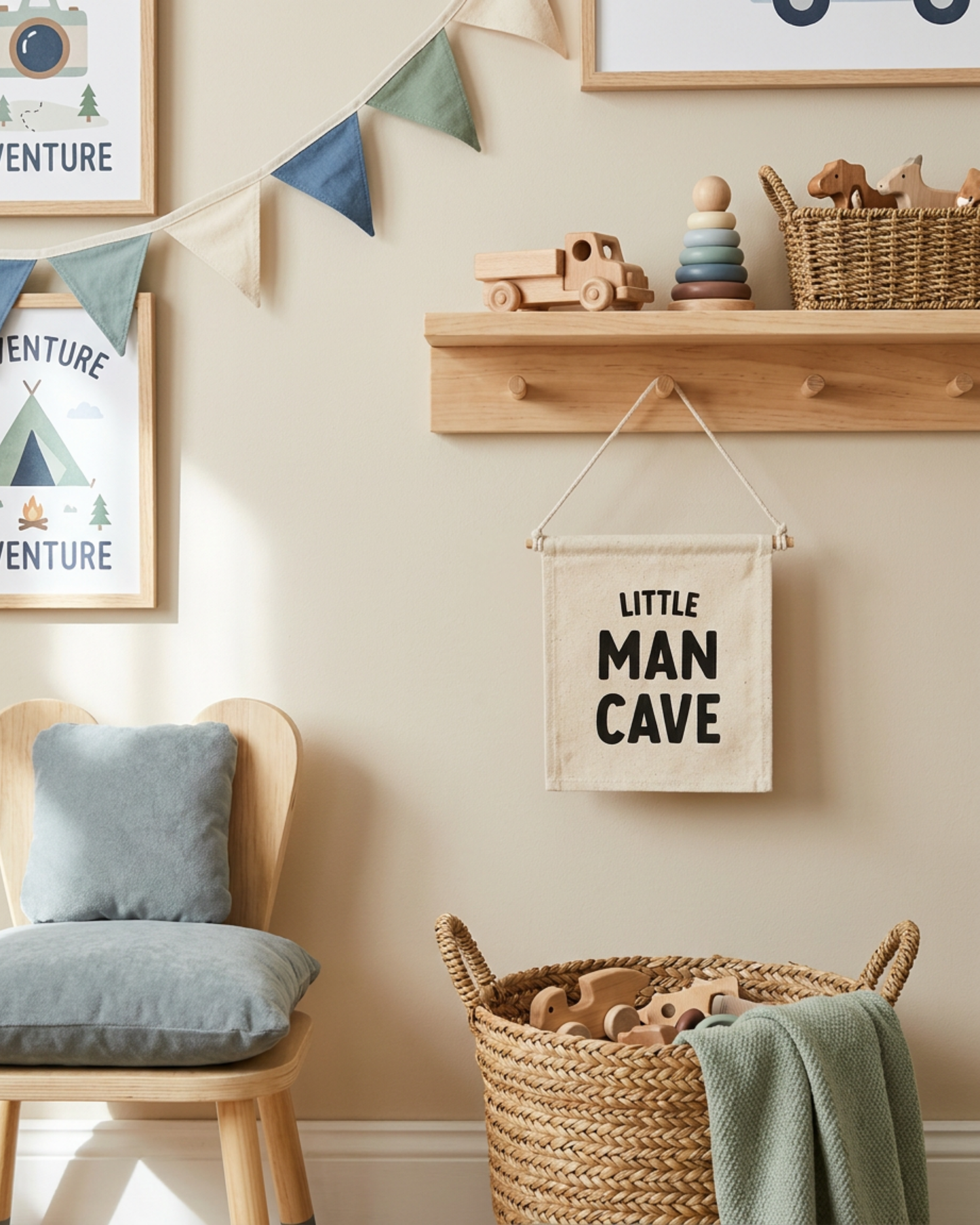 Little Man Cave Canvas Hang Sign