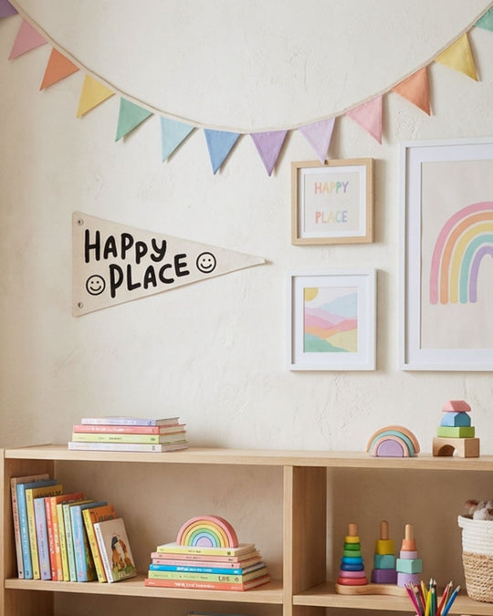 Happy Place Canvas Pennant Flag