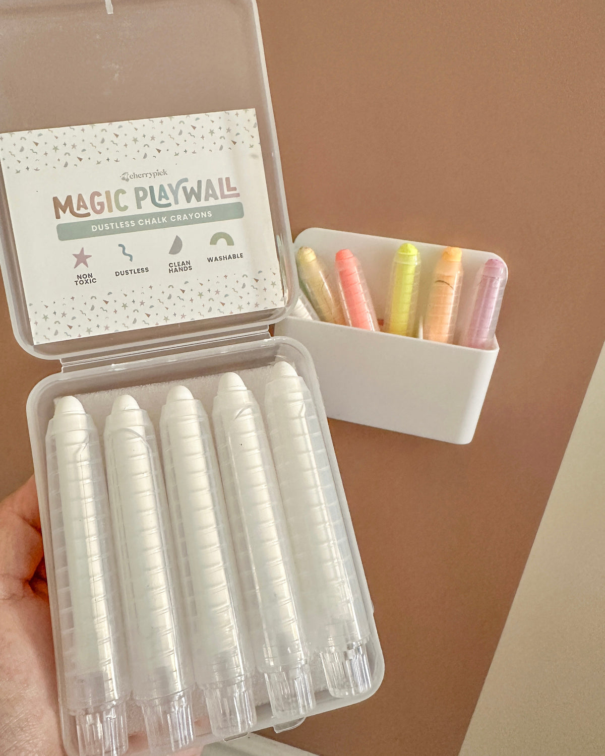 Dustless Chalk Crayons + Magnetic Holder Bundle for Magic Playwall ...