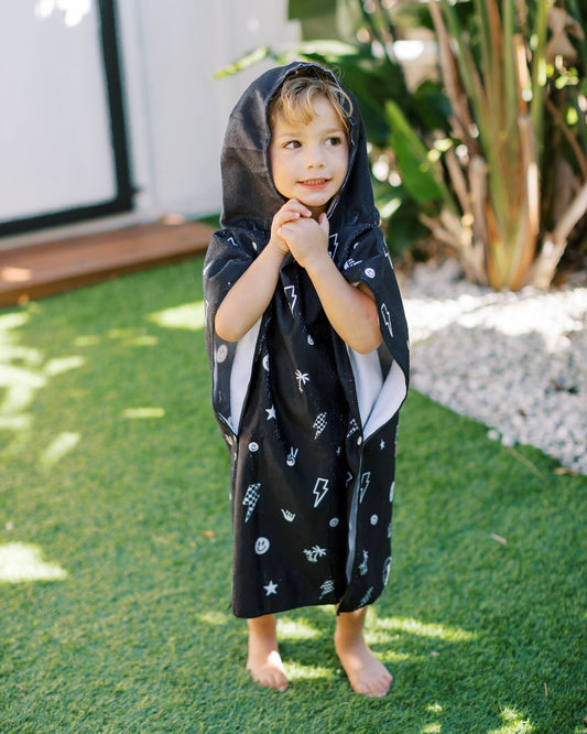 Kids Hooded Beach Poncho - Quick Dry Pool & Swim Towel