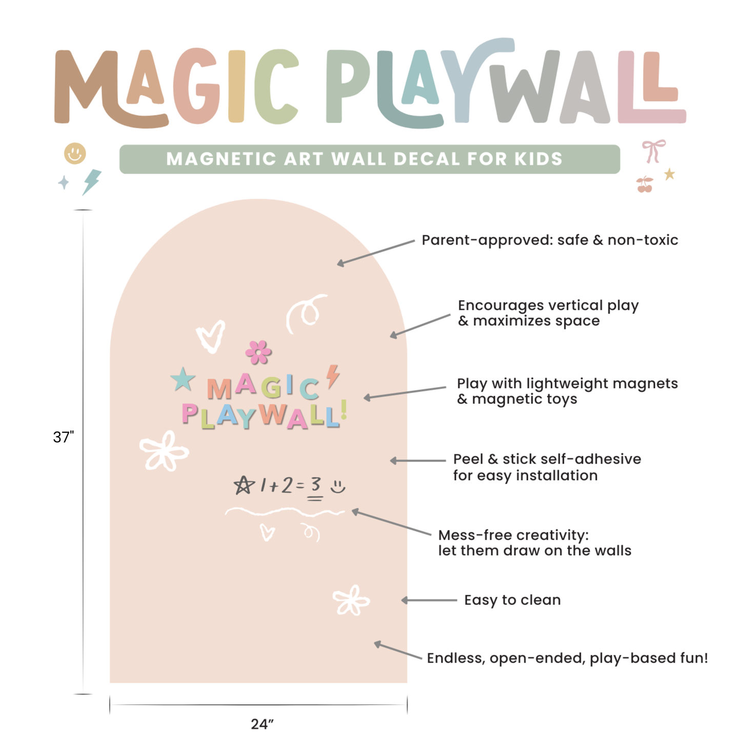 Magic Playwall - Original Arch Magnetic Wall Decal for Kids