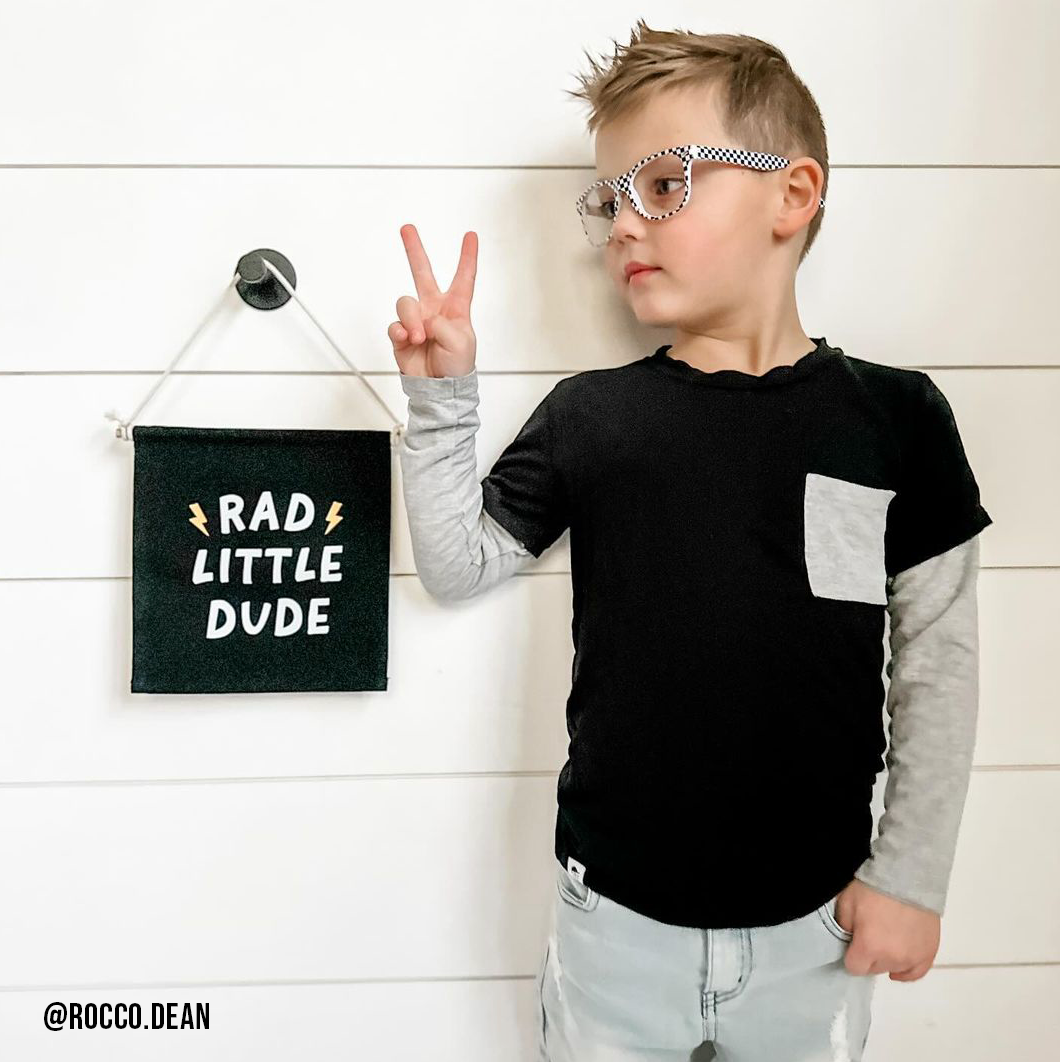 Rad Little Dude (Black) Canvas Hang Sign