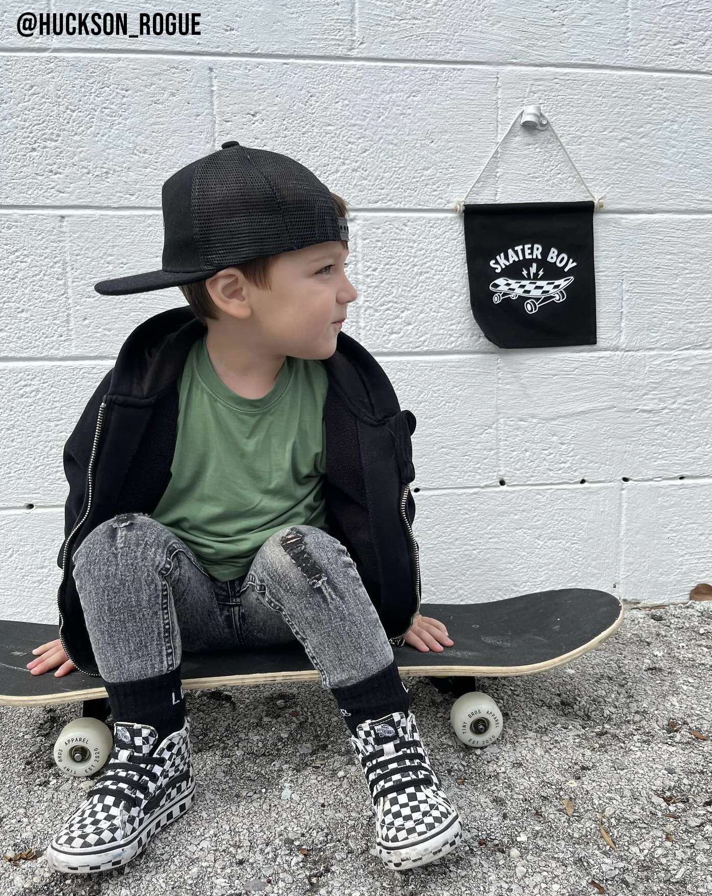 Skater Boy (Black) Canvas Hang Sign