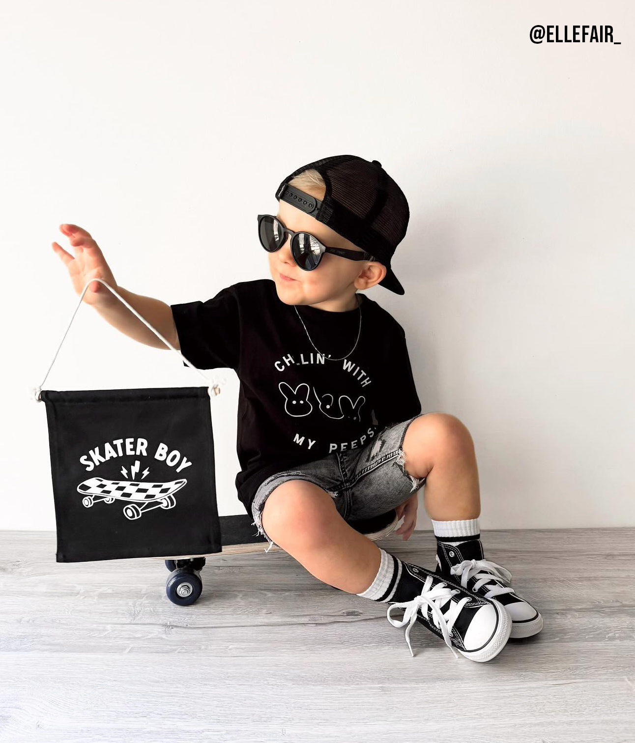 Skater Boy (Black) Canvas Hang Sign