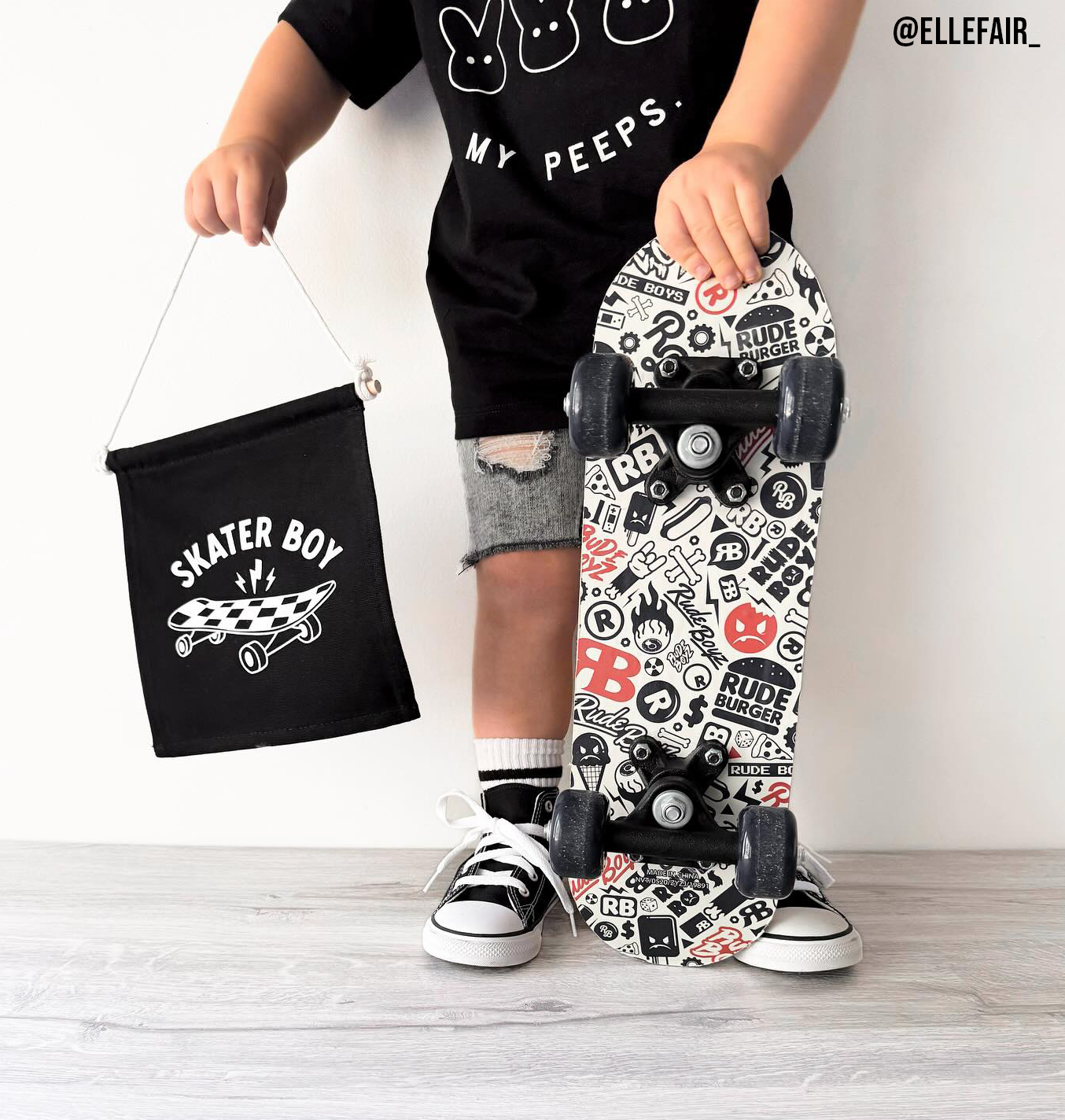 Skater Boy (Black) Canvas Hang Sign