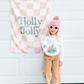 Holly Jolly Pink Checkered Banner