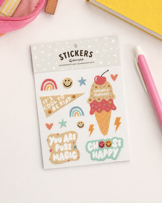 Kindness Waterproof Sticker Sheet (Pastel)